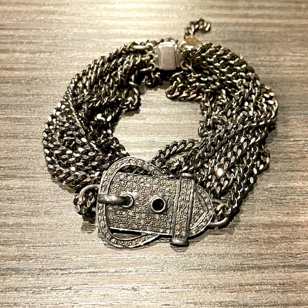 Sterling & Pave Diamond Bracelet